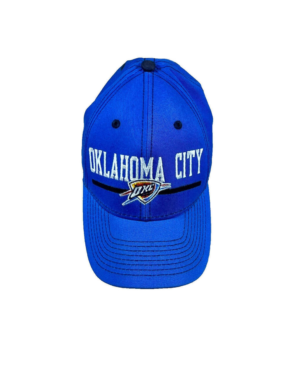 NBA Oklahoma City Thunder Hat OKC Blue Yellow Logo Adjustable Strap One Size Cap